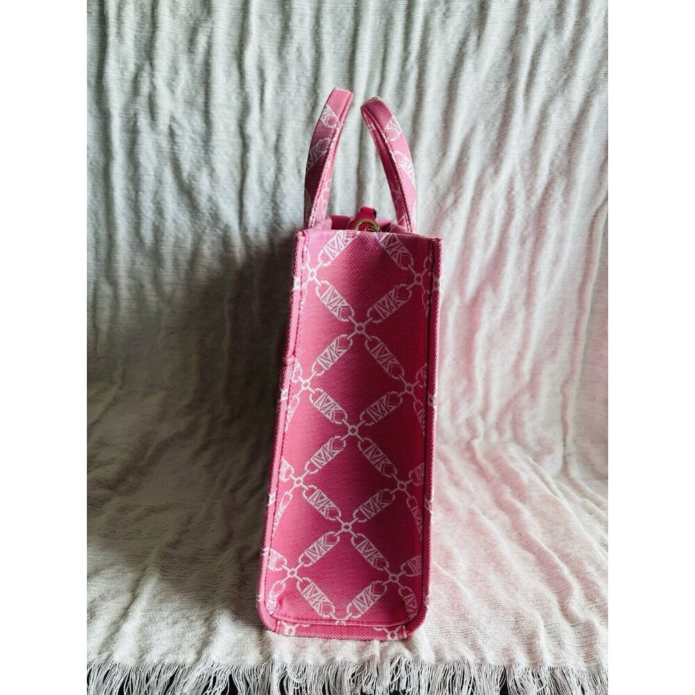NWT Michael Kors Camilla Rose Gigi Large Logo Chain Jacquard Grab Tote Bag - Picture 7 of 11